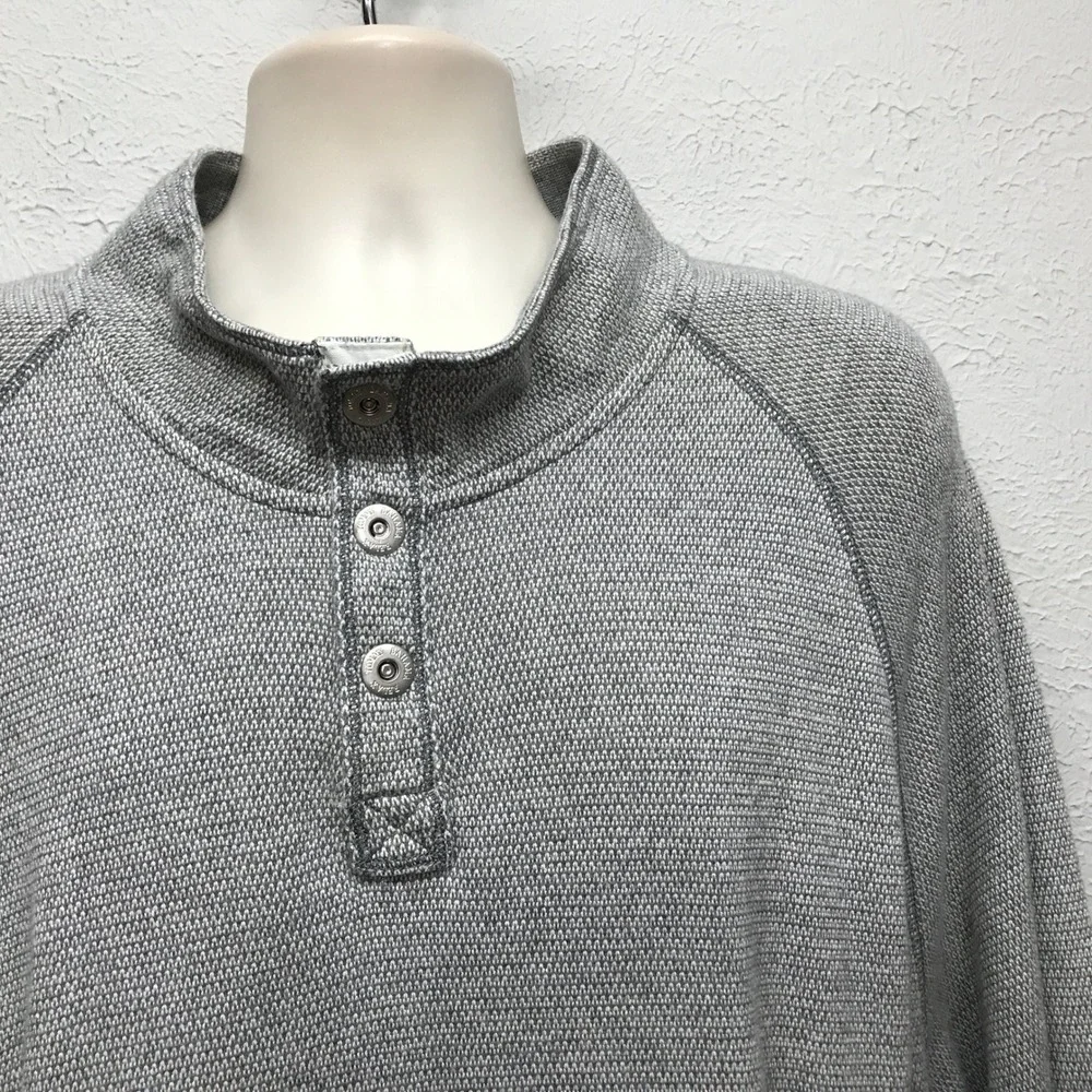 Tommy Bahama Cedar Springs Sweater Mens 3XL Gray Waffle Knit Snap Mock Marlin